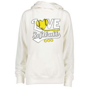 Love Softball For N And Cute Softball Lovers Meaningful Gift Womens Funnel Neck Pullover Hood