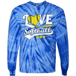 Love Softball For N And Cute Softball Lovers Meaningful Gift Tie-Dye Long Sleeve Shirt