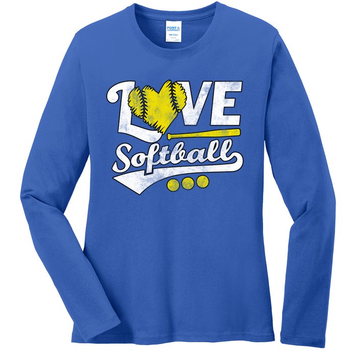 Love Softball For N And Cute Softball Lovers Meaningful Gift Ladies Long Sleeve Shirt