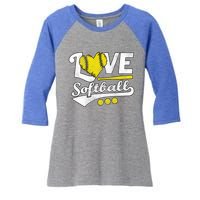 Love Softball For N And Cute Softball Lovers Meaningful Gift Women's Tri-Blend 3/4-Sleeve Raglan Shirt