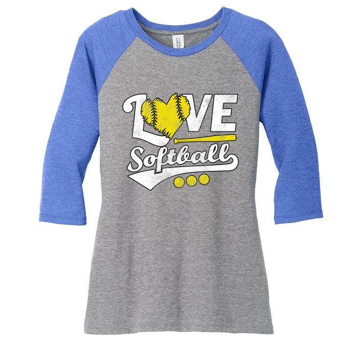 Love Softball For N And Cute Softball Lovers Meaningful Gift Women's Tri-Blend 3/4-Sleeve Raglan Shirt