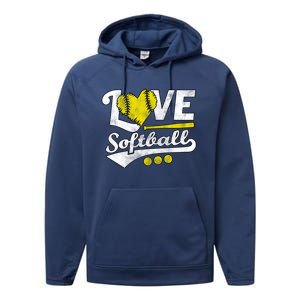 Love Softball For N And Cute Softball Lovers Meaningful Gift Performance Fleece Hoodie