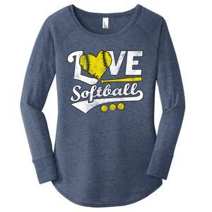 Love Softball For N And Cute Softball Lovers Meaningful Gift Women's Perfect Tri Tunic Long Sleeve Shirt