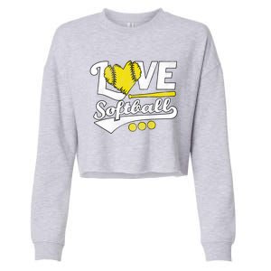 Love Softball For N And Cute Softball Lovers Meaningful Gift Cropped Pullover Crew