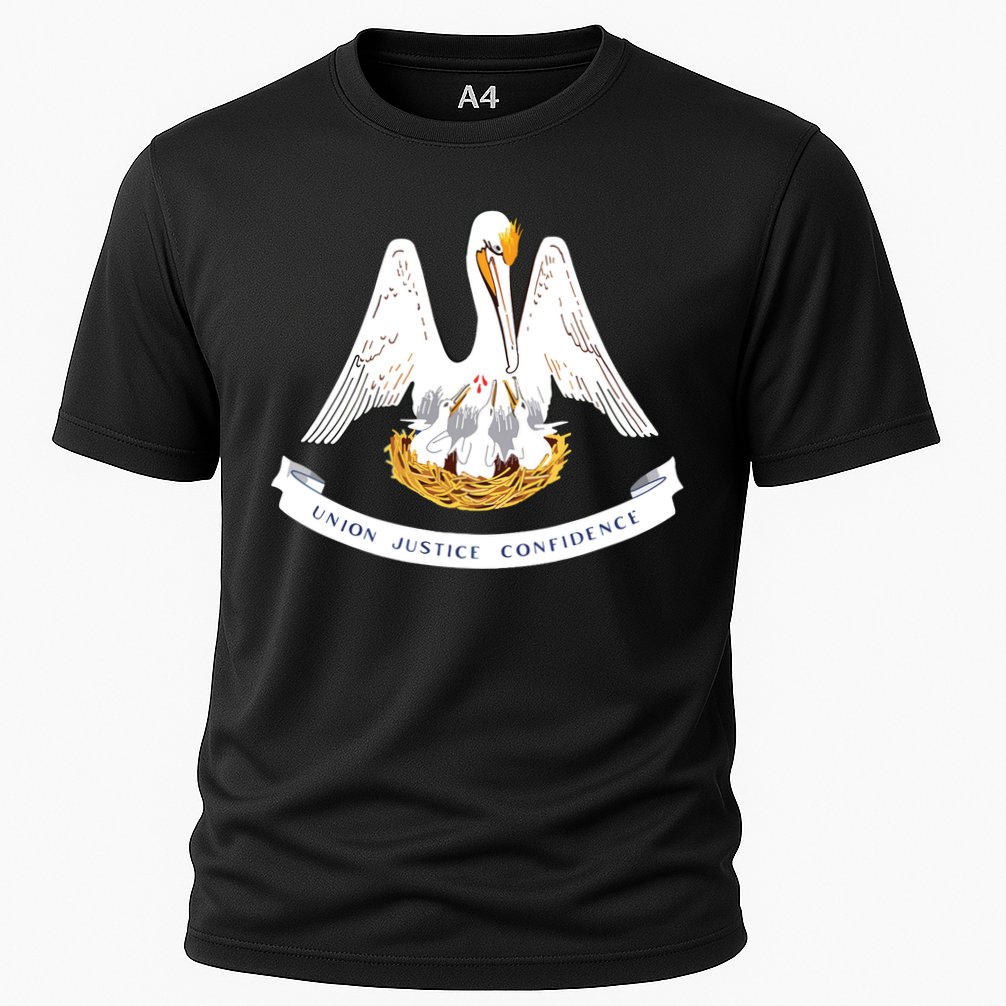 Louisiana State Flag Cooling Performance Crew T-Shirt
