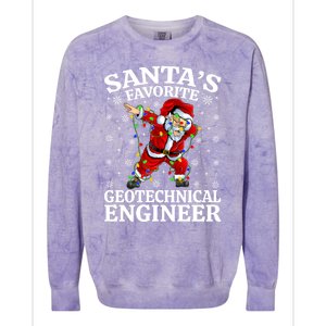 Lighting SantaS Favorites Geotechnical Engineer Christmas Funny Gift Colorblast Crewneck Sweatshirt