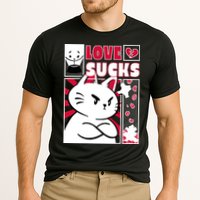 Love Sucks Funny Valentine's Day Angry Cat Meow Cooling Performance Crew T-Shirt