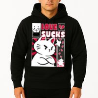 Love Sucks Funny Valentine's Day Angry Cat Meow Hoodie