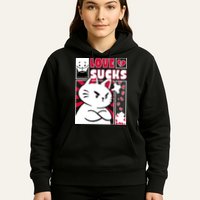 Love Sucks Funny Valentine's Day Angry Cat Meow Hoodie