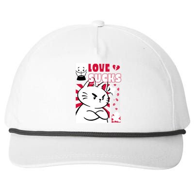 Love Sucks Funny Valentine's Day Angry Cat Meow Snapback Five-Panel Rope Hat