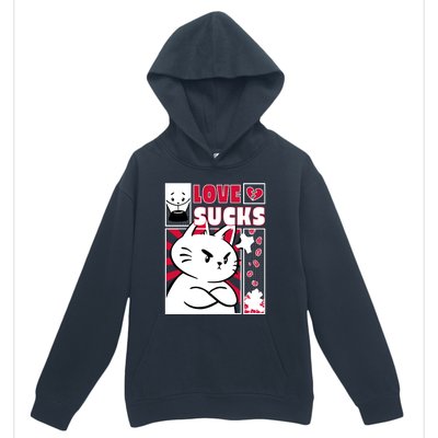 Love Sucks Funny Valentine's Day Angry Cat Meow Urban Pullover Hoodie