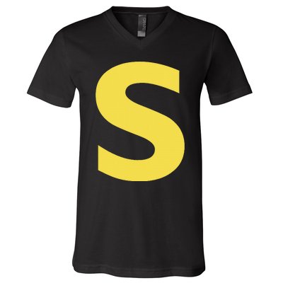 Letter S Funny Chipmunk Group Matching Halloween Costume V-Neck T-Shirt