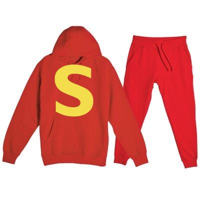 Letter S Funny Chipmunk Group Matching Halloween Costume Premium Hooded Sweatsuit Set