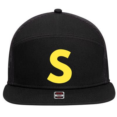 Letter S Funny Matching Halloween Costume 7 Panel Mesh Trucker Snapback Hat