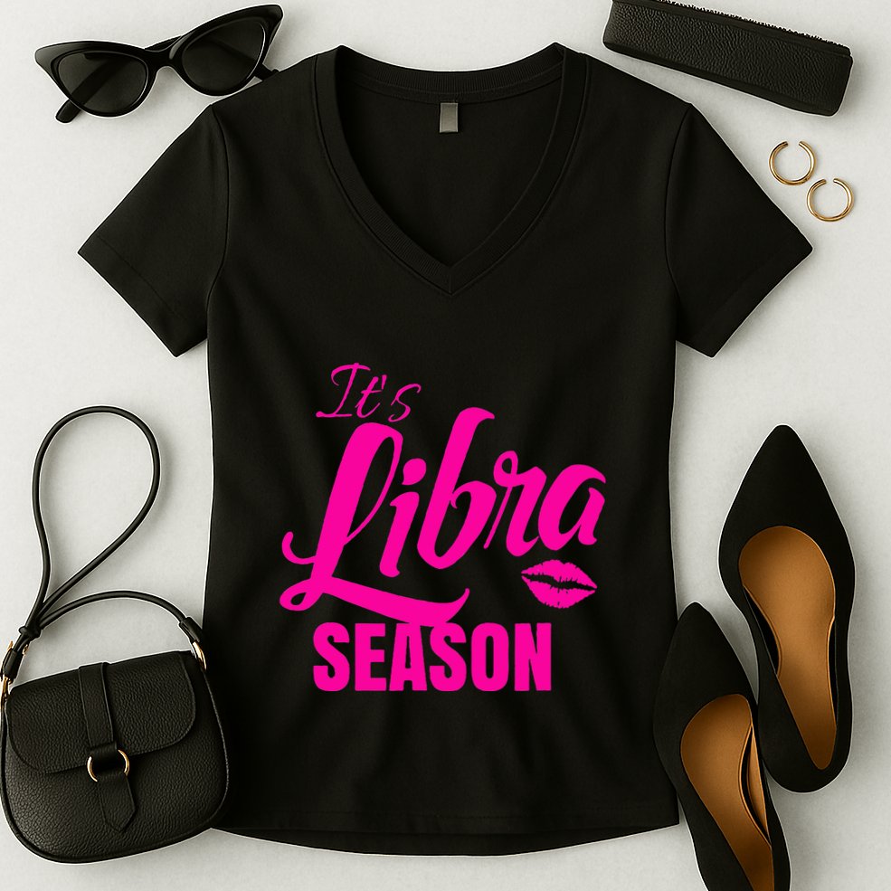 Libra S For Its Libra Season Libra Zodiac Sign Women's V-Neck T-Shirt