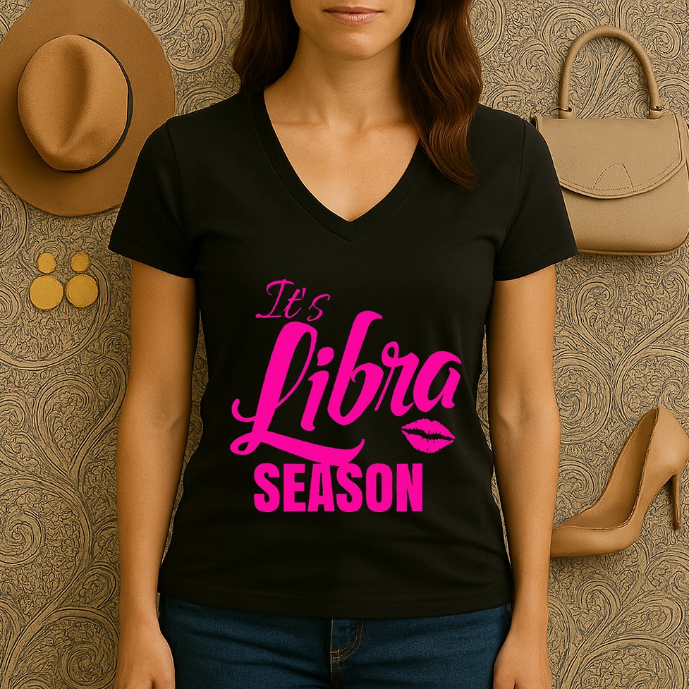 Libra S For Its Libra Season Libra Zodiac Sign Women's V-Neck T-Shirt