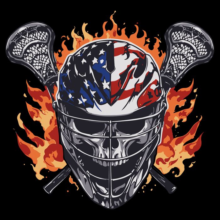 Lacrosse Skull Flames Flexfit Unipanel Trucker Cap