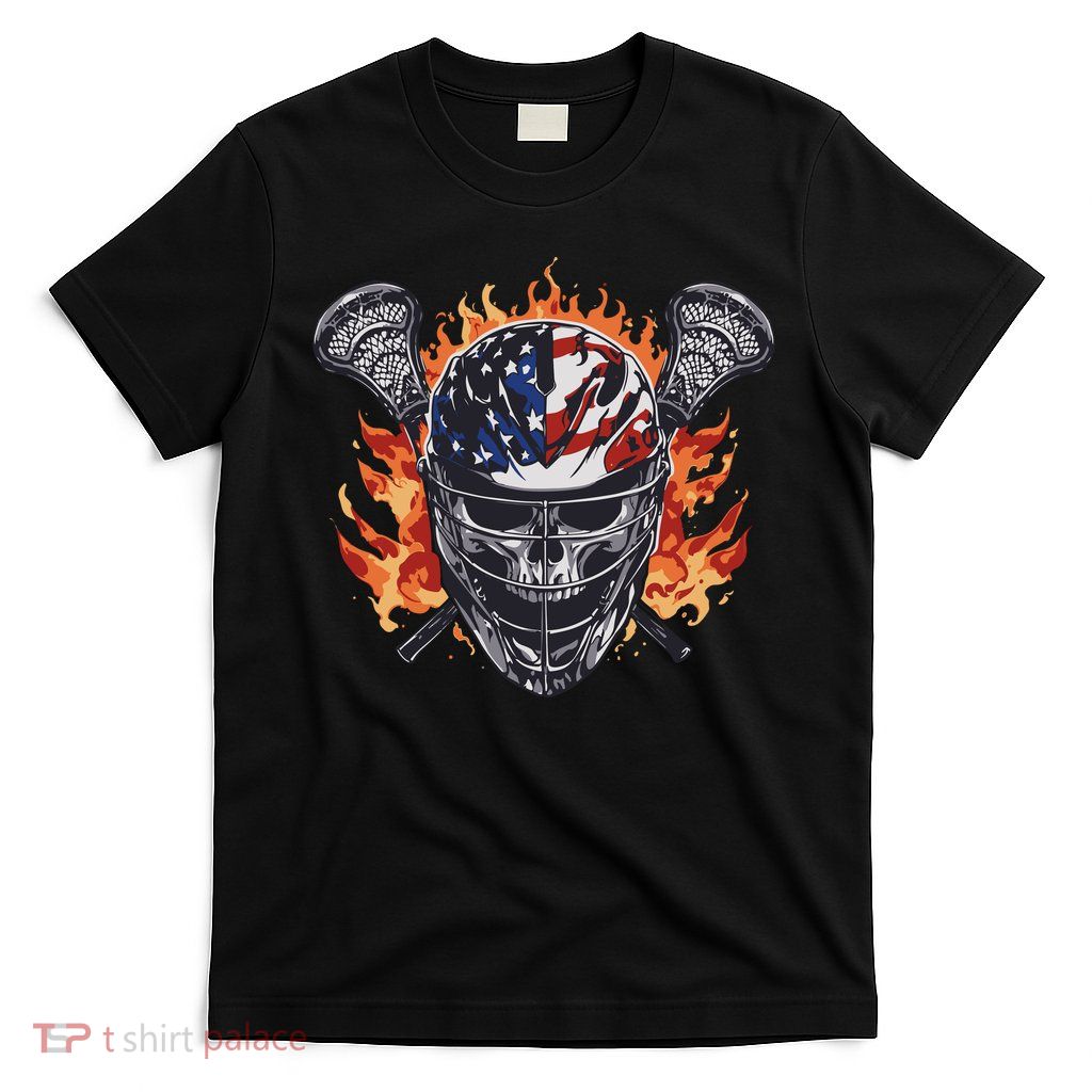 Lacrosse Skull Flames T-Shirt