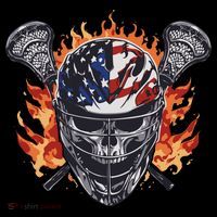 Lacrosse Skull Flames T-Shirt
