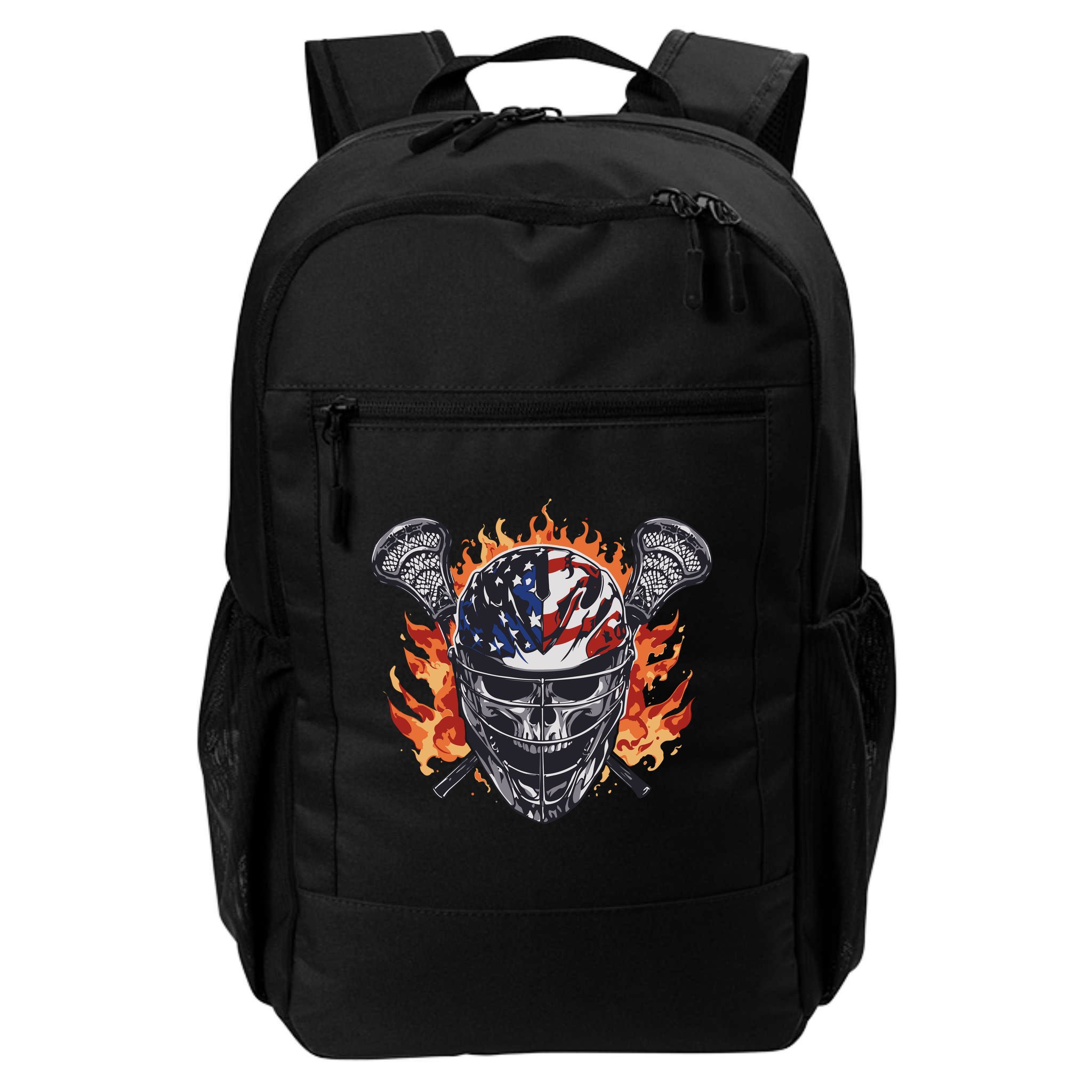 Lacrosse Skull Flames Backpack