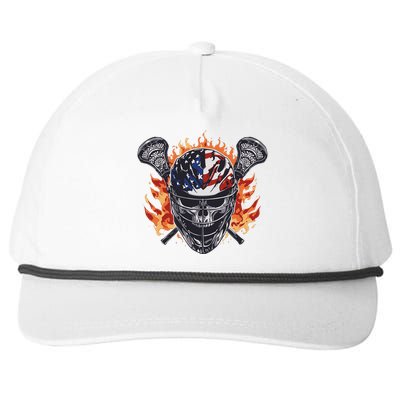 Lacrosse Skull Flames Snapback Five-Panel Rope Hat