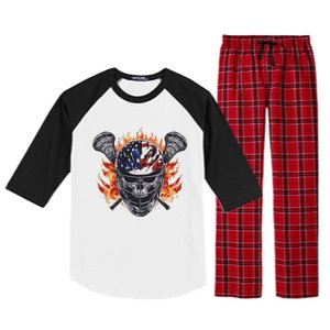 Lacrosse Skull Flames Raglan Sleeve Pajama Set