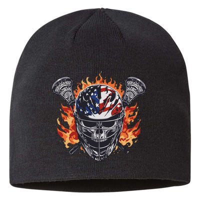 Lacrosse Skull Flames Sustainable Beanie