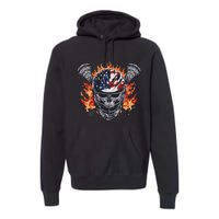 Lacrosse Skull Flames Premium Hoodie