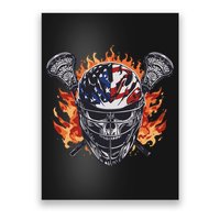 Lacrosse Skull Flames Poster