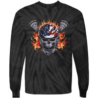 Lacrosse Skull Flames Tie-Dye Long Sleeve Shirt