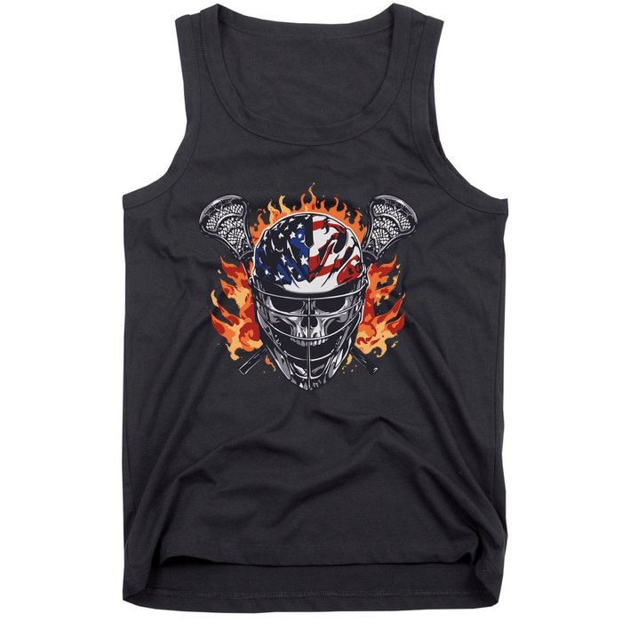 Lacrosse Skull Flames Tank Top