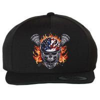 Lacrosse Skull Flames Wool Snapback Cap