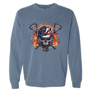 Lacrosse Skull Flames Garment-Dyed Sweatshirt