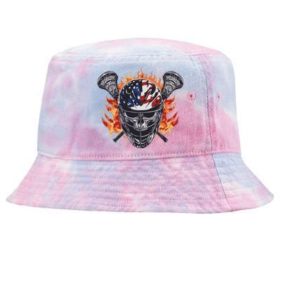 Lacrosse Skull Flames Tie-Dyed Bucket Hat