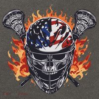 Lacrosse Skull Flames Cotton Canvas Backpack