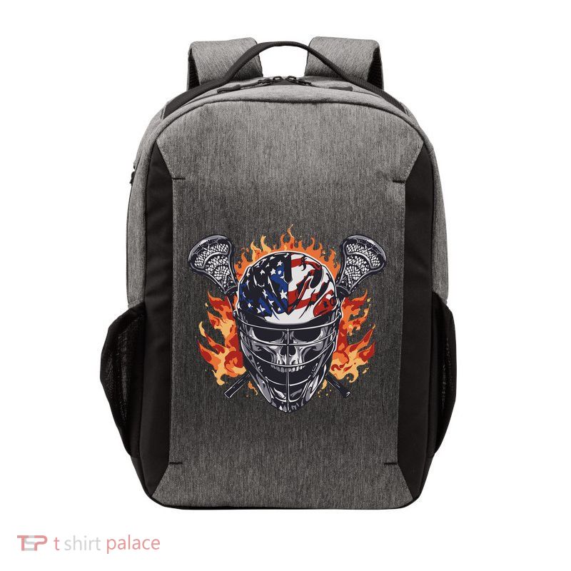 Lacrosse Skull Flames Vector Backpack
