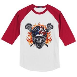 Lacrosse Skull Flames Kids Colorblock Raglan Jersey