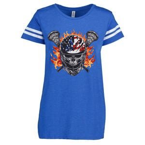 Lacrosse Skull Flames Enza Ladies Jersey Football T-Shirt