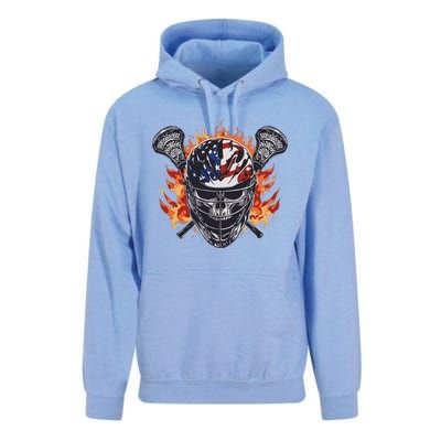 Lacrosse Skull Flames Unisex Surf Hoodie