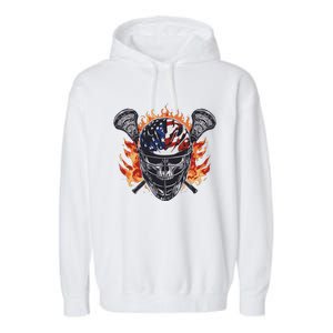 Lacrosse Skull Flames Garment-Dyed Fleece Hoodie