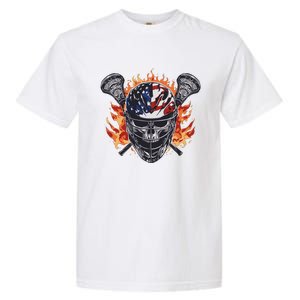 Lacrosse Skull Flames Garment-Dyed Heavyweight T-Shirt