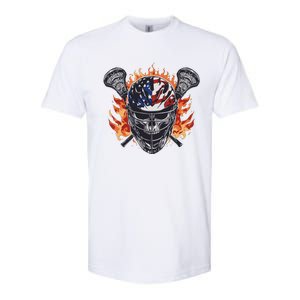 Lacrosse Skull Flames Softstyle CVC T-Shirt