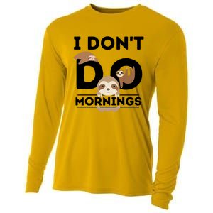 Lazy Sloth Funny Morning Pj Sleepy Sloths Funny Gift Cooling Performance Long Sleeve Crew