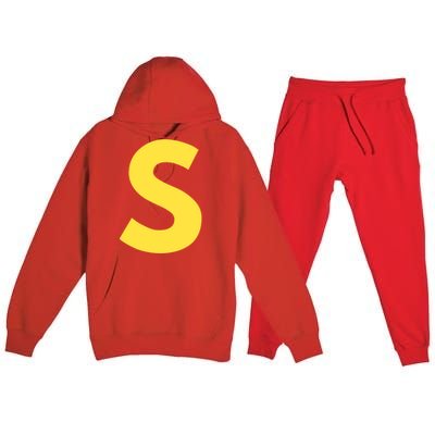 Letter S Funny Matching Halloween Costume Premium Hooded Sweatsuit Set