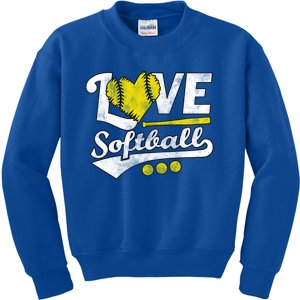 Love Softball For N And Cute Softball Lovers Meaningful Gift Kids Sweatshirt