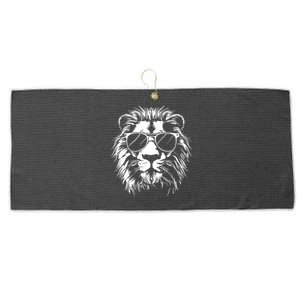 Lion Sunglasses Graphic Large Microfiber Waffle Golf Towel