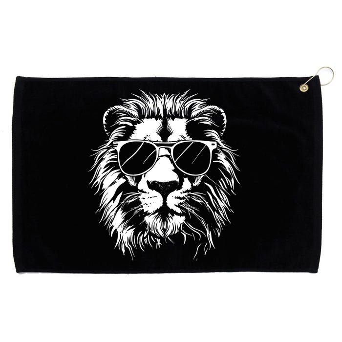 Lion Sunglasses Graphic Grommeted Golf Towel