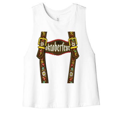 Lederhosen Shirts German Oktoberfest Lazy Halloween Costume Women's Racerback Cropped Tank