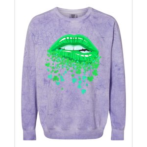 Lips Sexy Green Cool Irish Shamrock St Patricks Day Colorblast Crewneck Sweatshirt