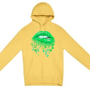 Lips Sexy Green Cool Irish Shamrock St Patricks Day Premium Pullover Hoodie